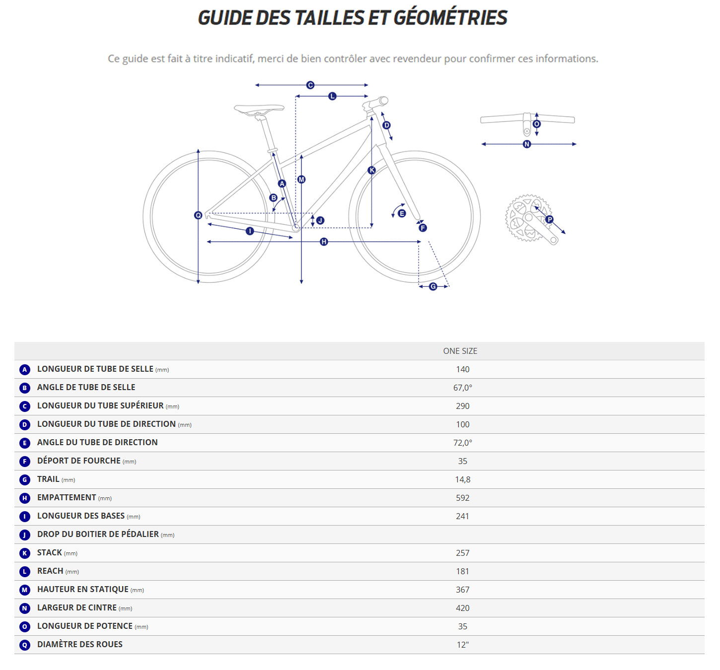 Guide de taille du velo Pre année 2024
